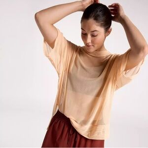 CALIA by Carrie Underwood Peach Sherbet Mesh Tee|M |NEW